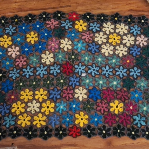 Vintage crochet flowers blanket grandma blanket throw 60